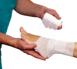 Doctor Wrapping a Foot and Ankle